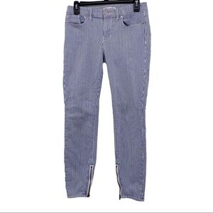 Madewell Striped Skinny Blue/White Zipped Ankle Size 29